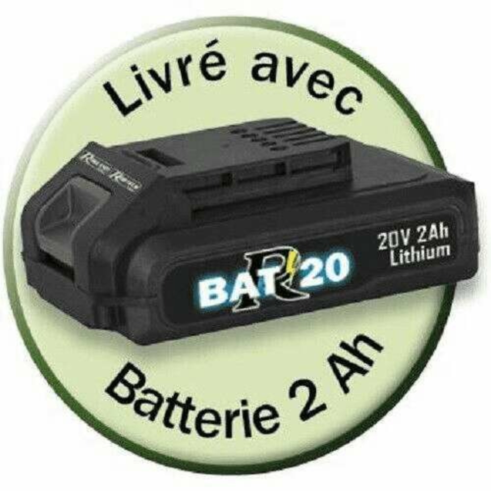Souffleur R-BAT20 à batterie, 1 batterie 20v 2amp avec chargeur