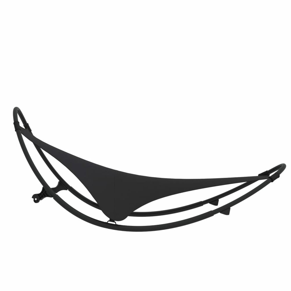 Transat chaise longue bain de soleil lit de jardin terrasse meuble d'extérieur à bascule avec roues acier et textilène noir 0