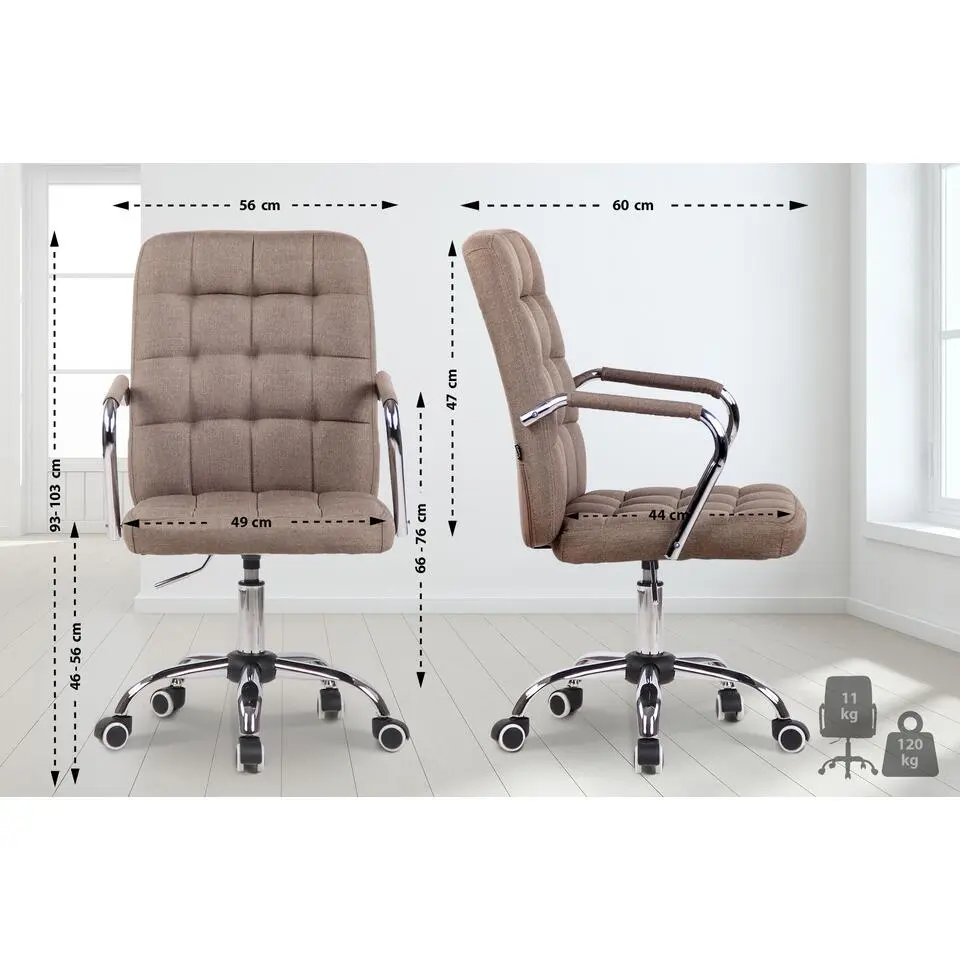 CLP Bureaustoel Terni chroom Frame - Stof - taupe