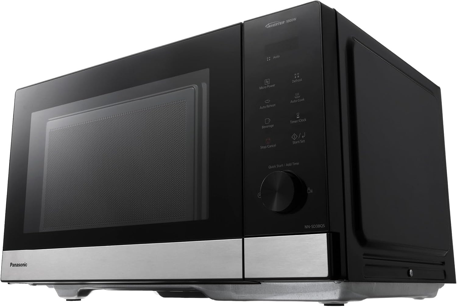 Panasonic NN-SD38QSEPG 29L Solo-Mikrowelle, 1000 W, automatisches Auftauen, 11 automatische Programme, Timer, Schwarz & Edelstahl