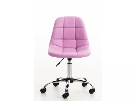 Chaise de bureau - Similicuir & Métal chromé - Rose - Emil