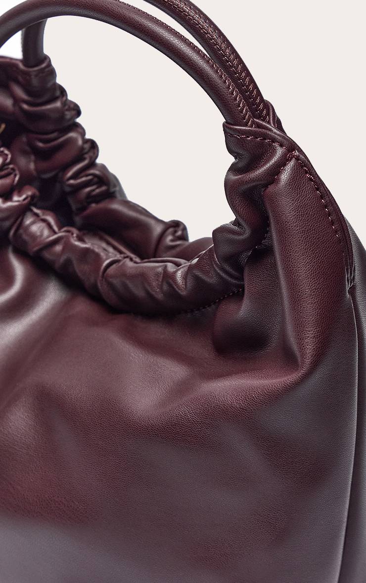 Chocolate Plum Sac À Main Froncé En Synthétiquecuir Avec Poignée Portée Main