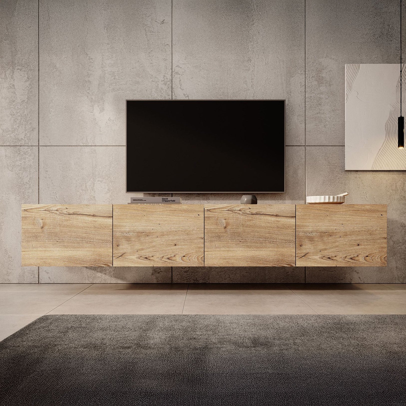 Calabas - TV-Meubel met 4 deuren - Kastanje - 200x43x37 cm