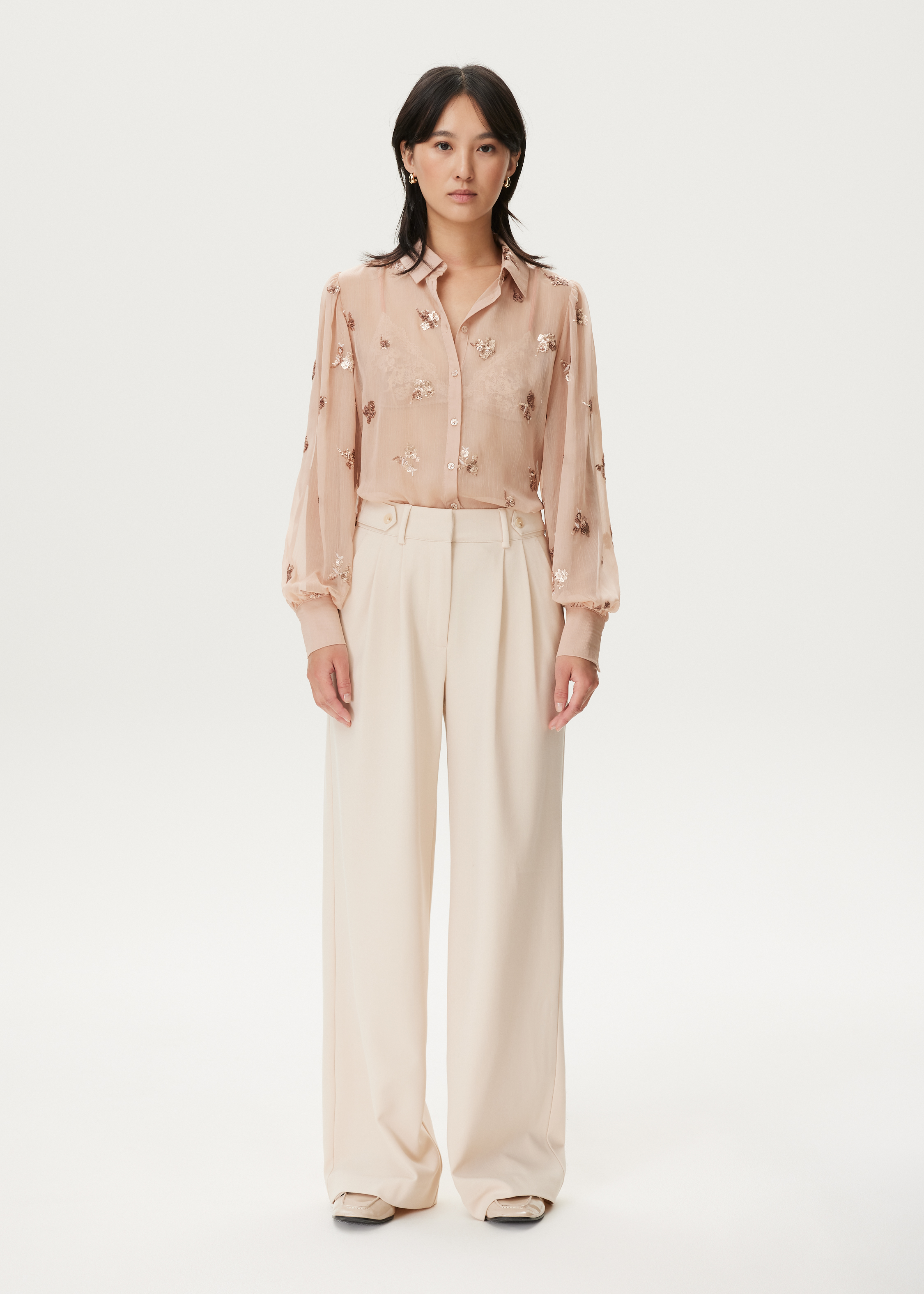 Blouse met bloemen pailletten