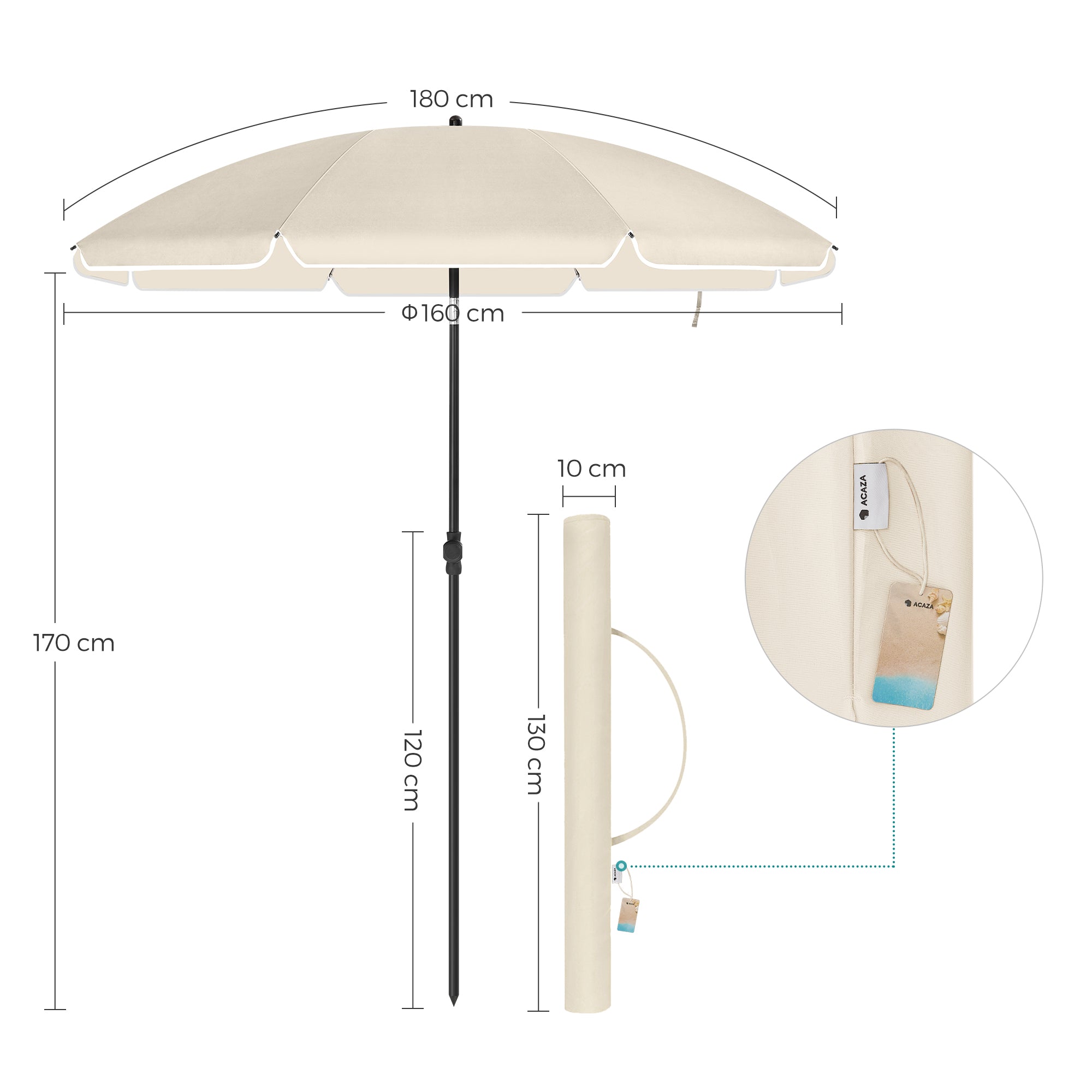 ACAZA Stokparasol Beige