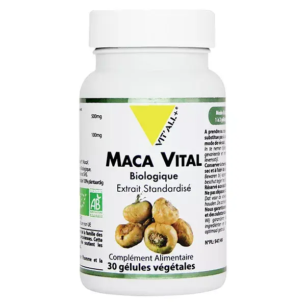 Vit'all+ MACA VITAL® ORGÂNICO 500mg Extrato Padronizado 30 cápsulas vegetais