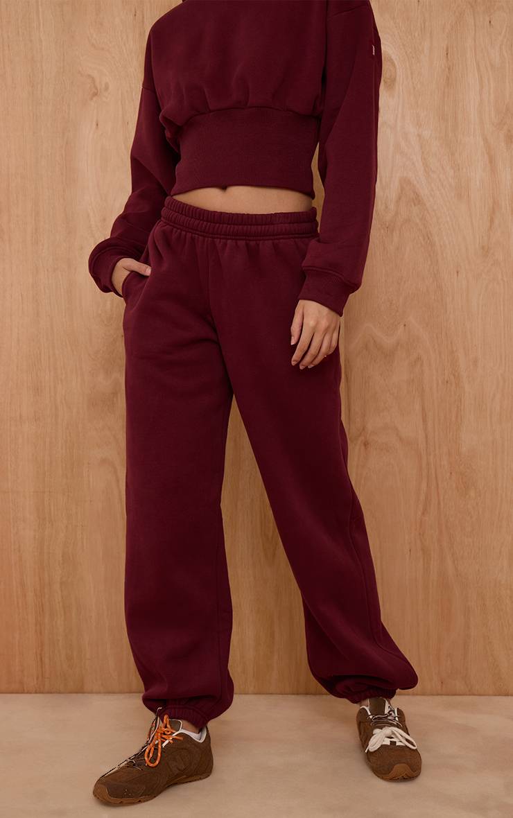 Rouge Vin Joggers PLT À Cordon Avec Poignets À Patte