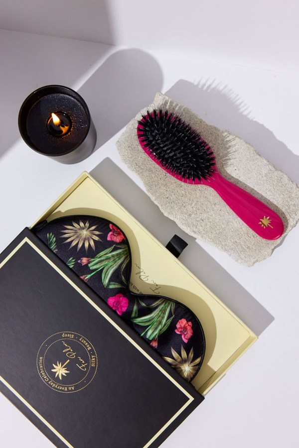 Fan Palm Hair Brush Sweet Pea Small