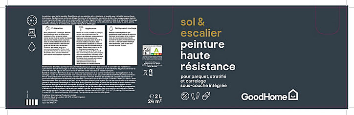 Peinture haute résistance sol et escalier GoodHome blanc North Pole mat 2L