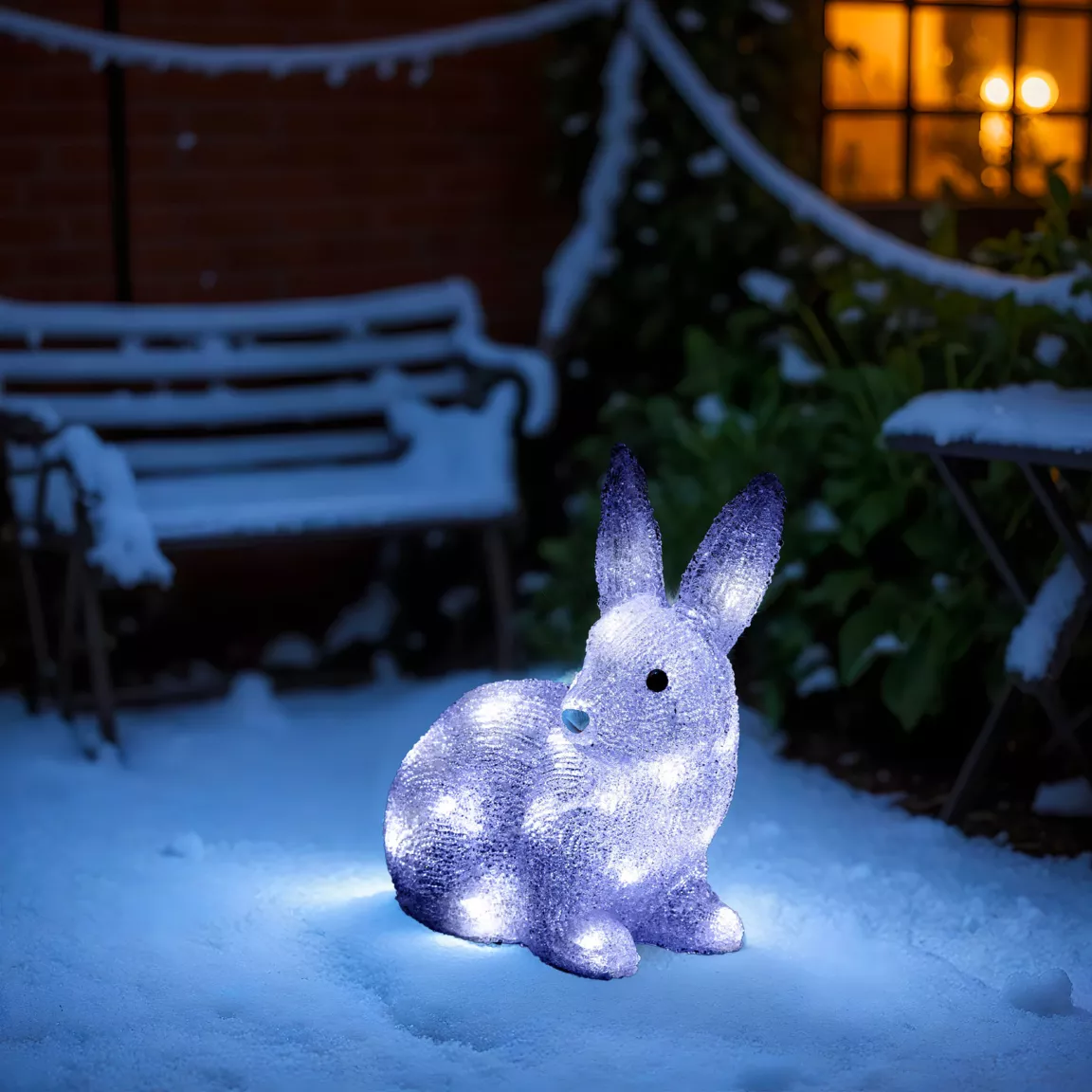 Petit lapin lumineux 30 LED (H26 cm) Blanc froid