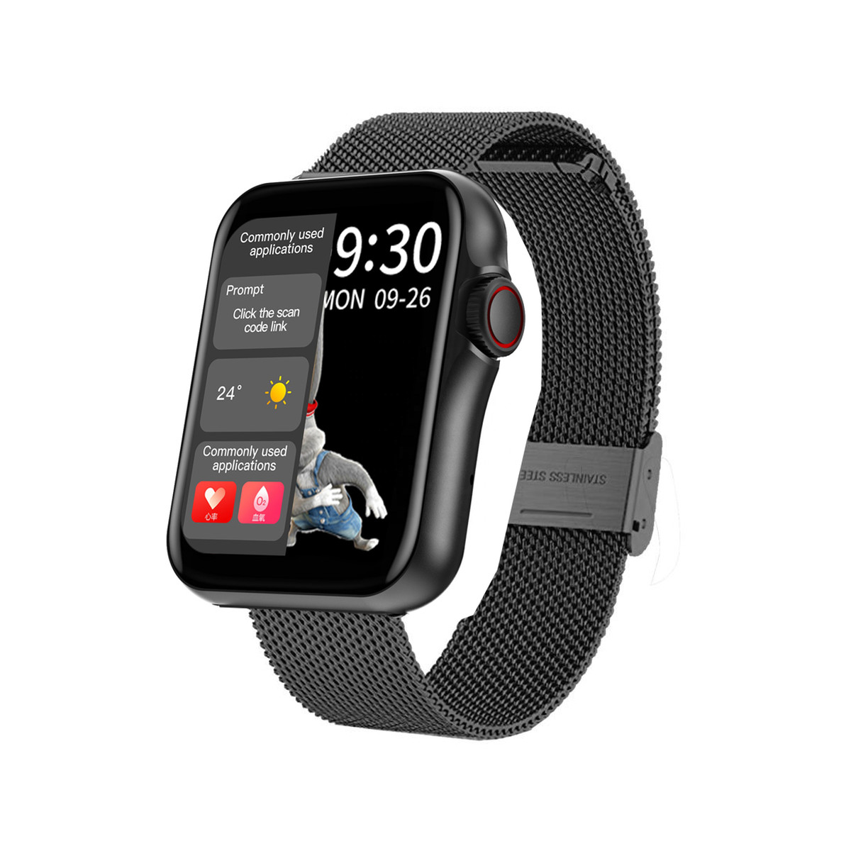 Montre SMARTY 2.0 new standing mixte connecté  bracelet acier noir