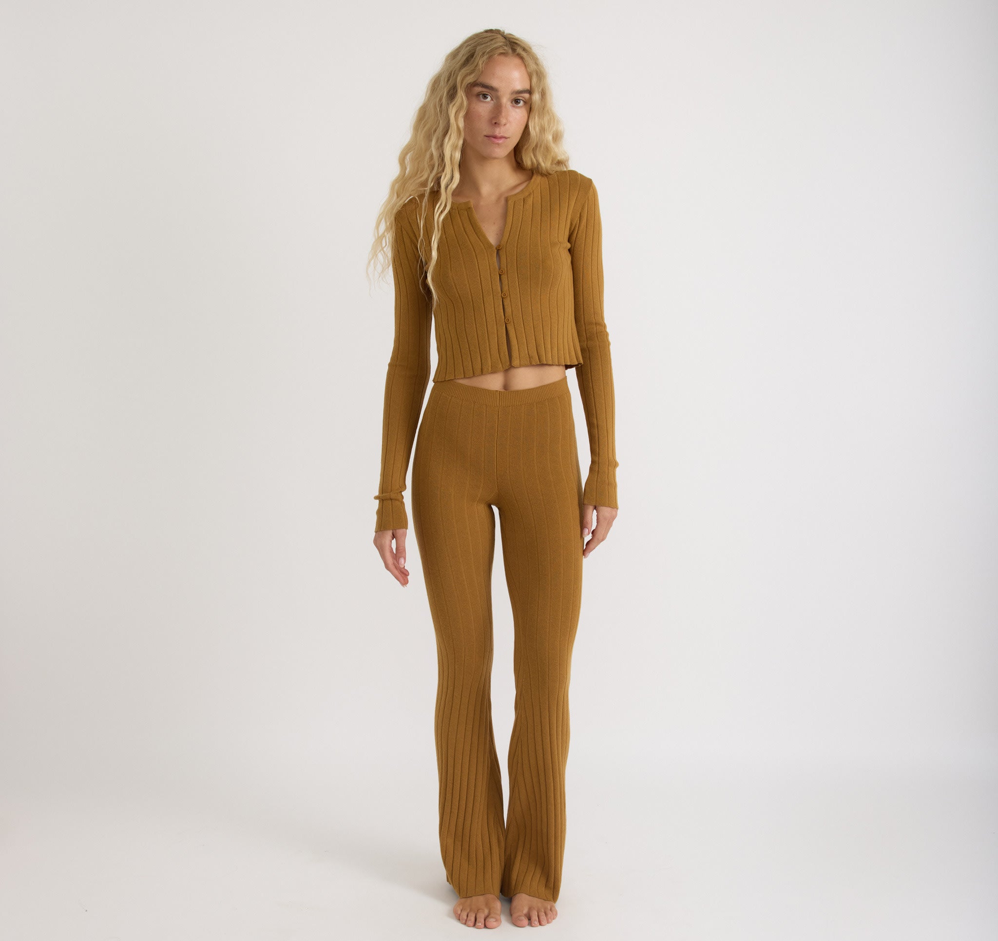 COTTON<br>Soft Knit Rib Crop Cardigan