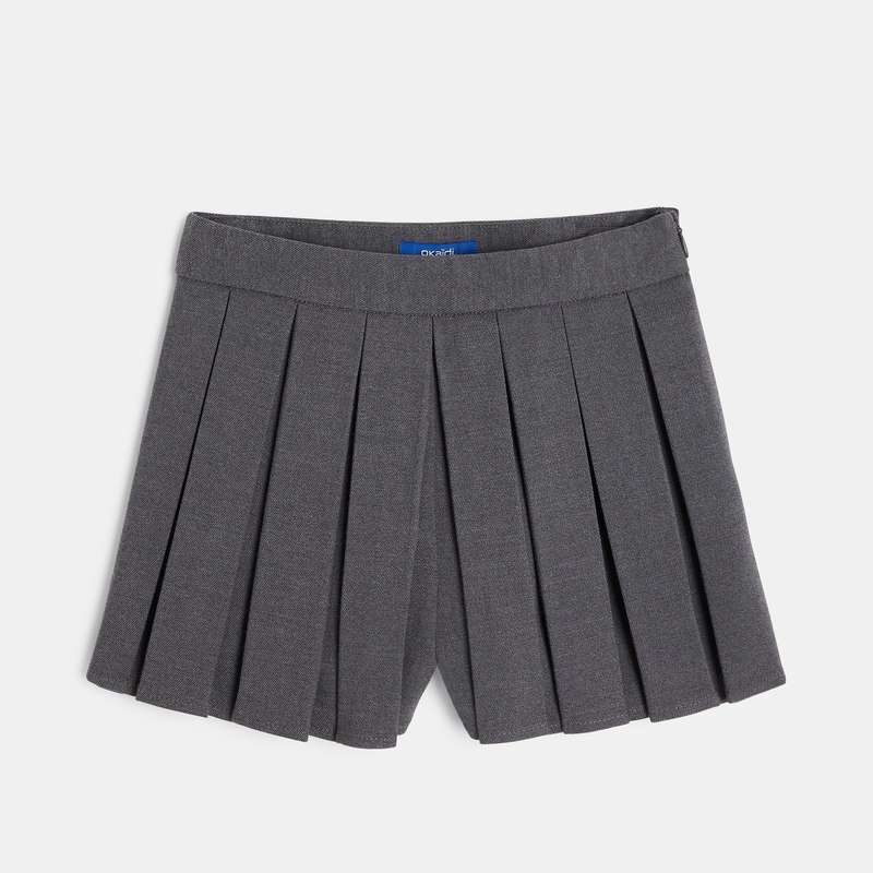Short plissé uni gris fille