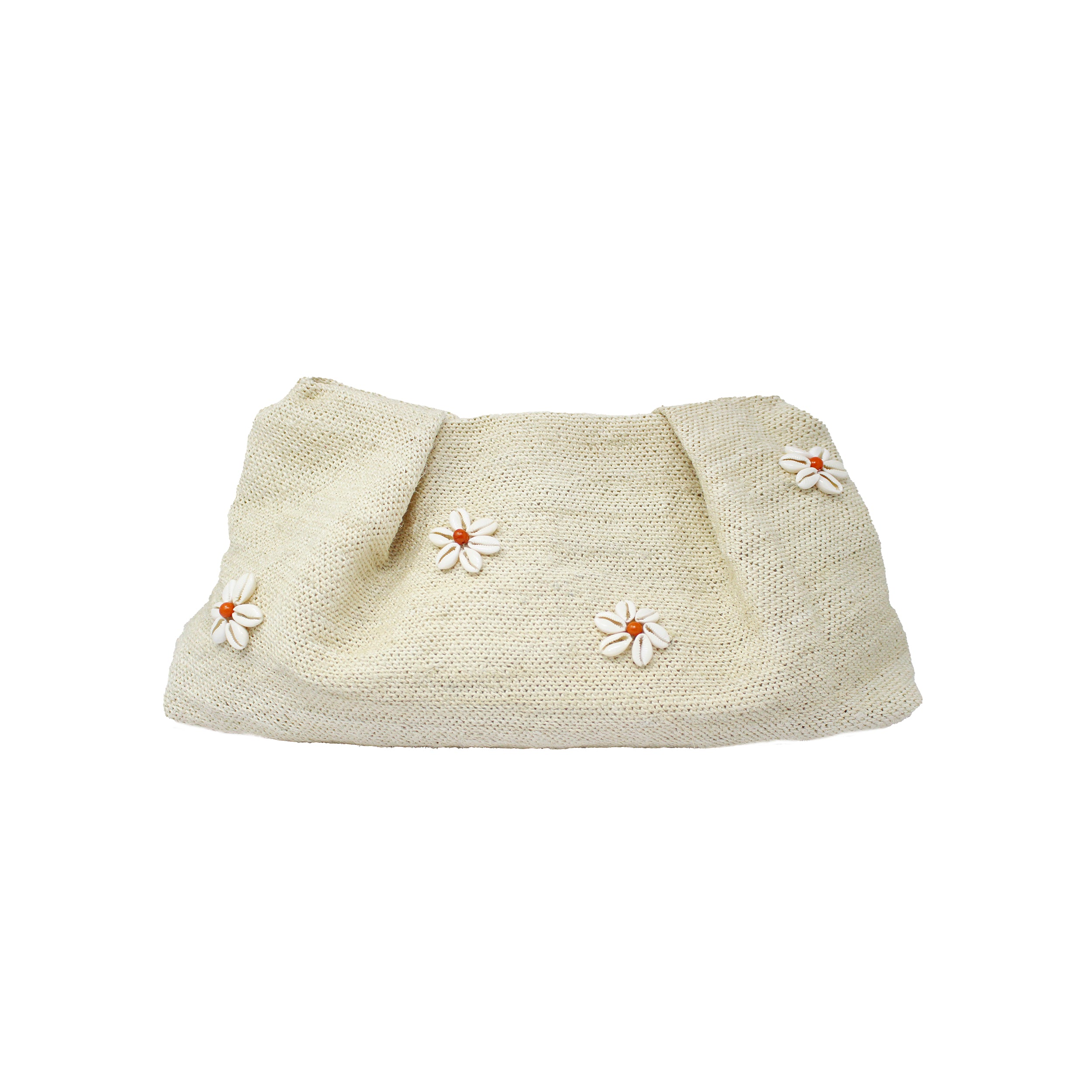 Pochette moyenne en sisal avec coquillages