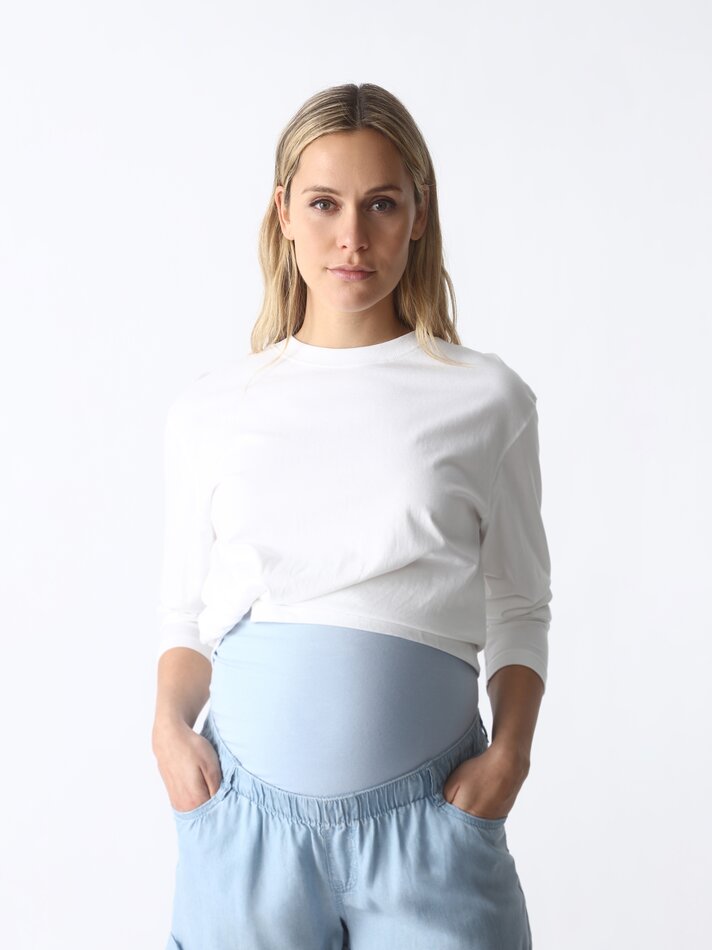 Shorts jeans leves para gestantes - Azul claro