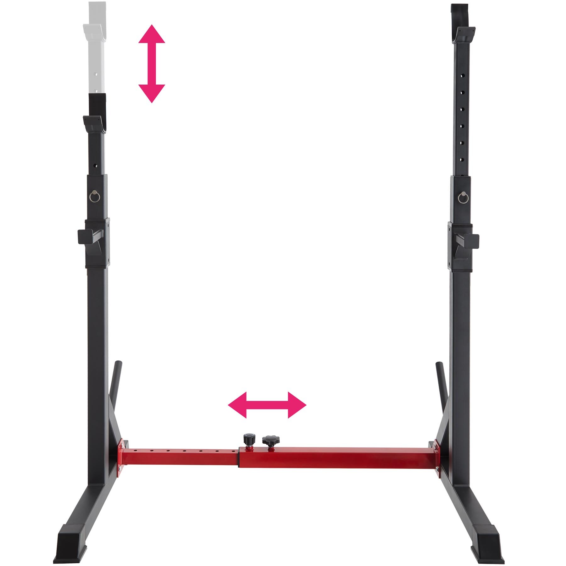 tectake® Squat Rack, multifunktional, Höhe und Breite verstellbar, bodenschonende Kunststoffkappen, inklusive 2 Aufnahmen für Hantelscheiben