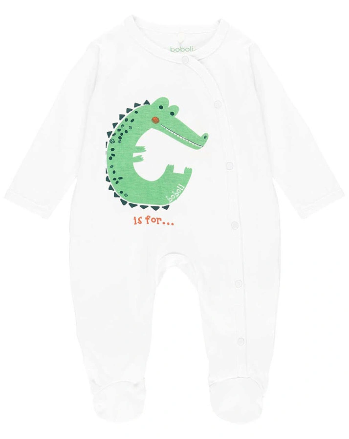 Strampler CROCO mit Fuß in weiß
