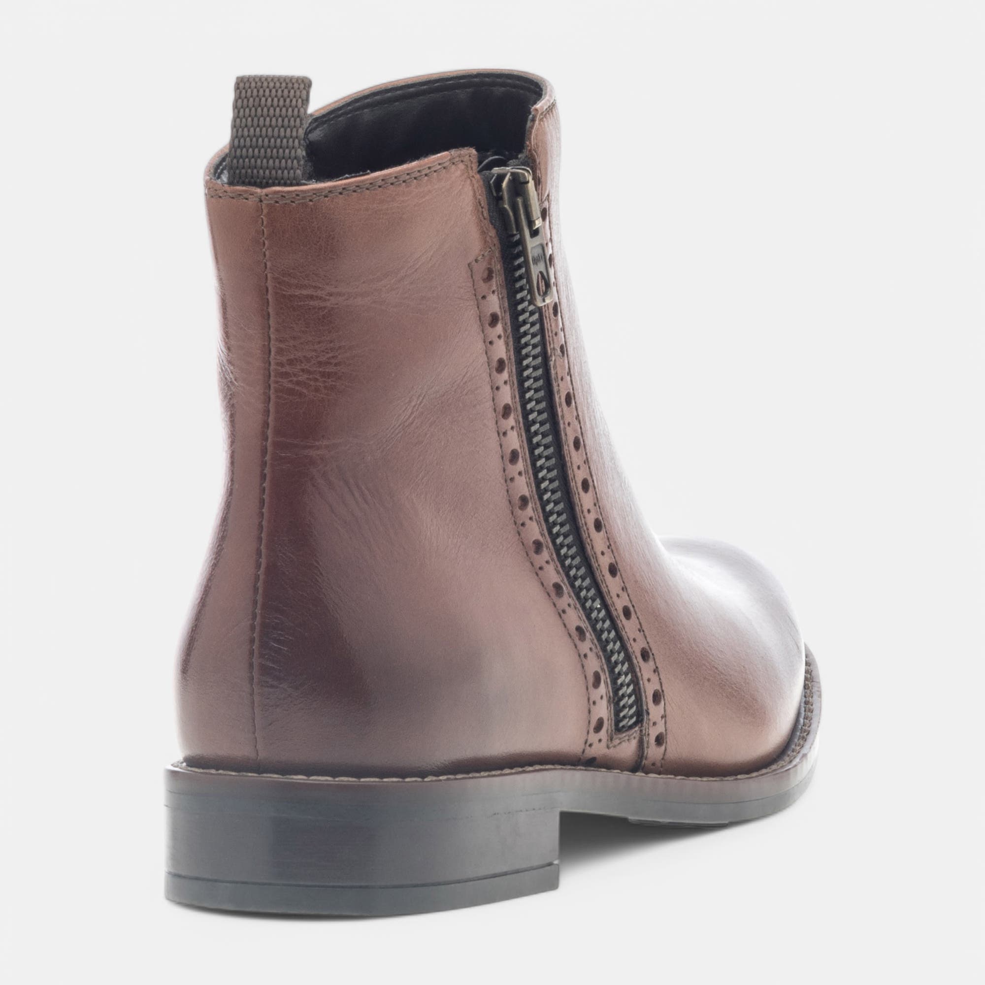 Bottines Femme en cuir cognac