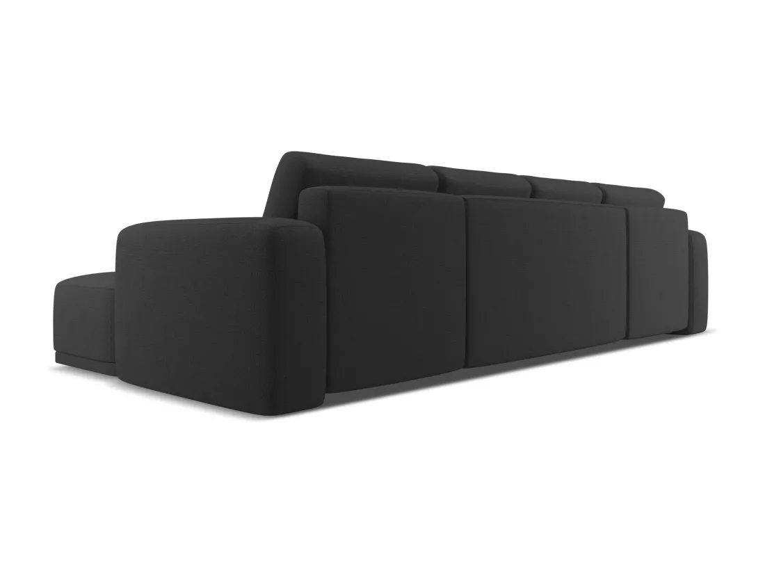 Canapé d'angle panoramique convertible en tissu chenille - anthracite - KAILA
