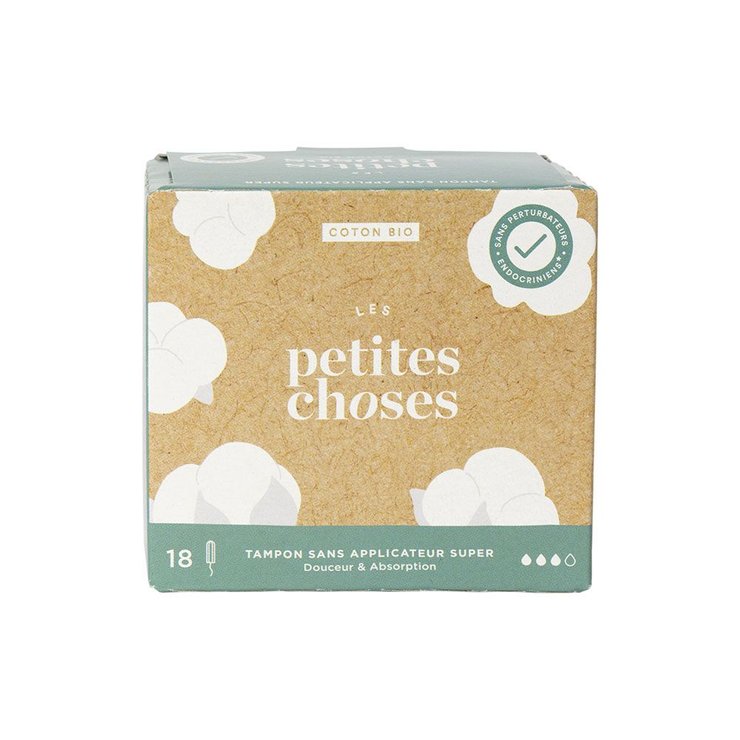 Tampons Flux Super Sans Applicateurs Coton Bio Boîte de 18 Les Petites Choses