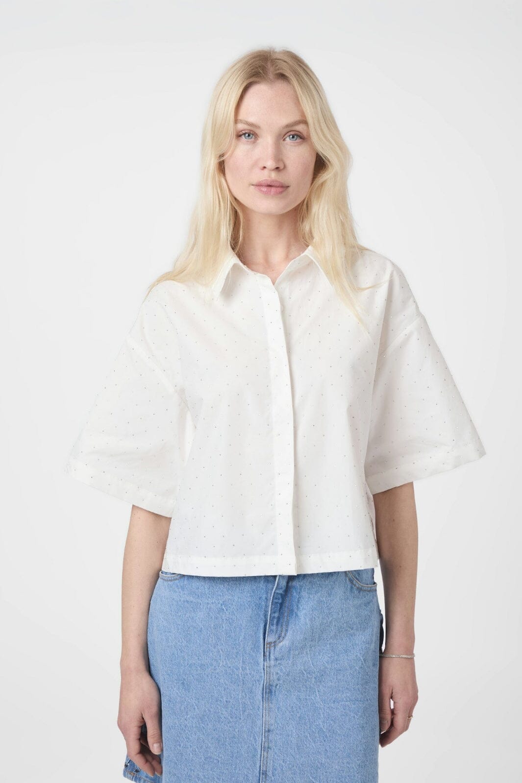 Neo Noir Jasie Poplin Stone Shirt 165711
