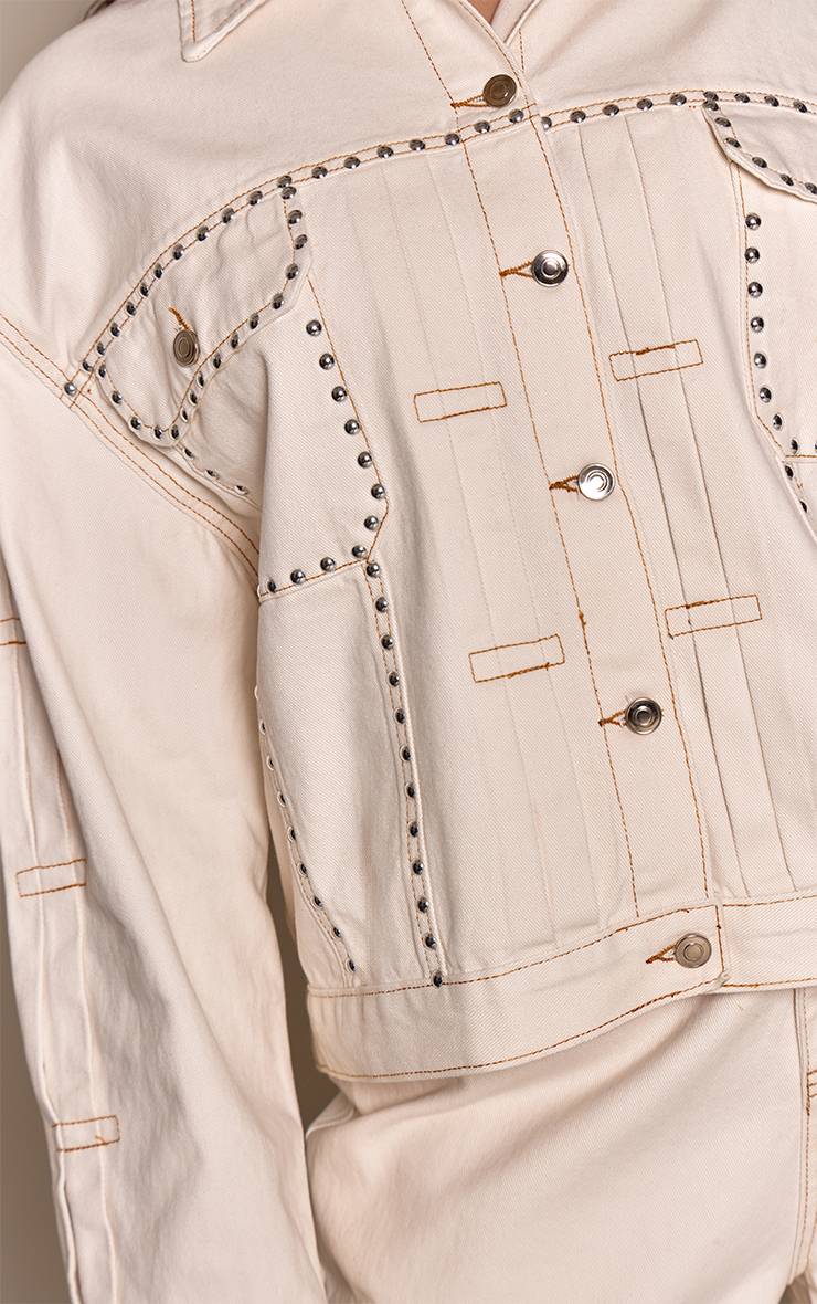 Ecru Veste En Jean Ornée De Clous Vintage Plus