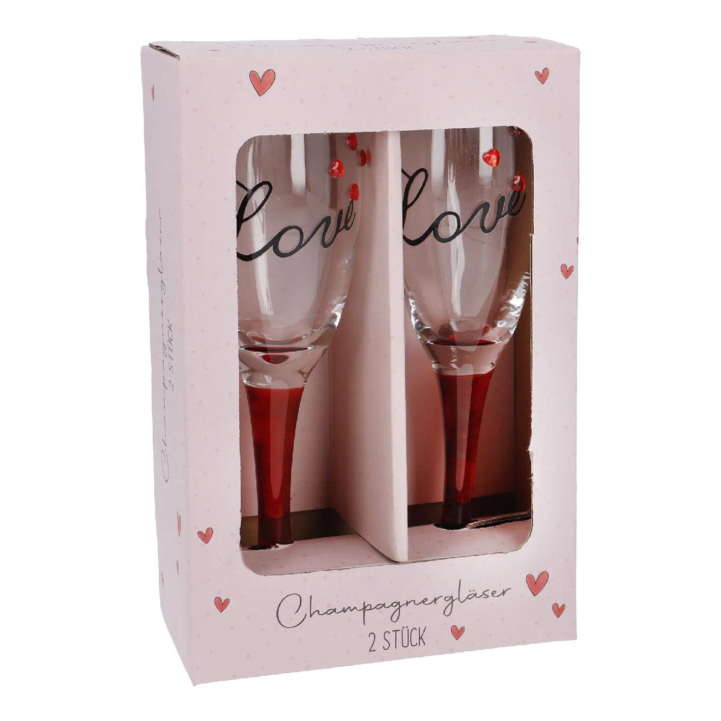 2er Set Sektglas Herzen