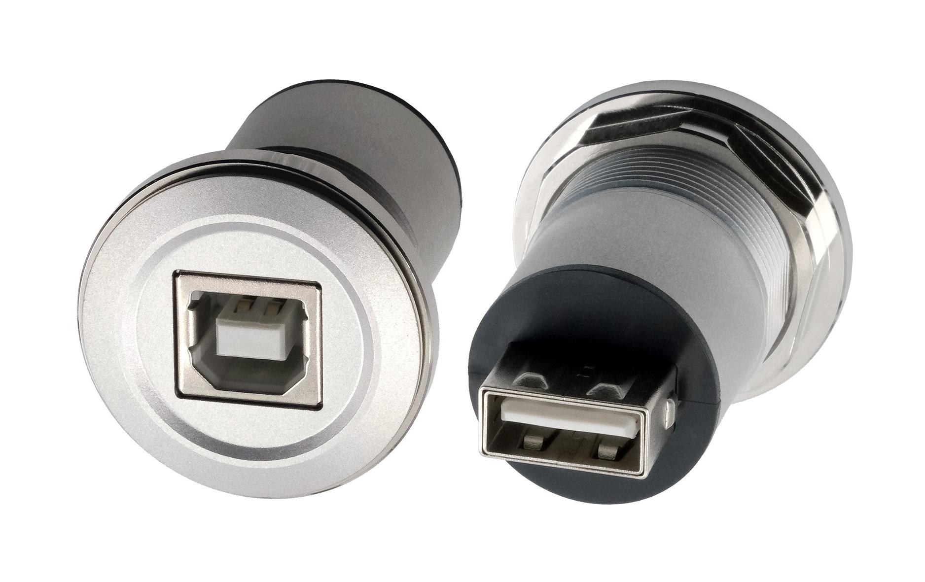 USB 2.0 Adapter Metall USB-B Buchse - USB-A BuchseEinbau-Adapter Metall USB-B Buchse zu USB-A Buchse, USB 2.0
