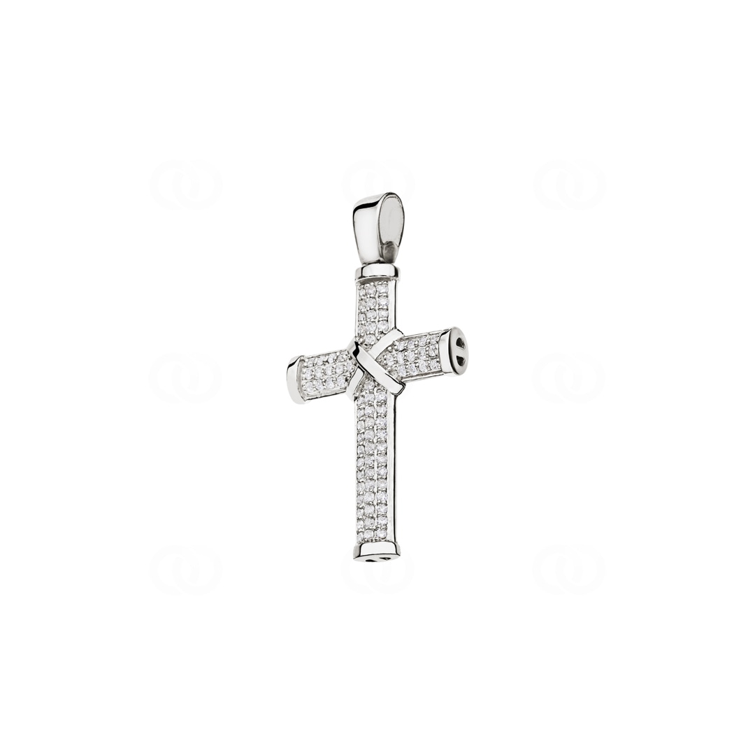 Kreuzanhänger 750/18 K Weissgold mit Diamanten 0.49 ct H/si