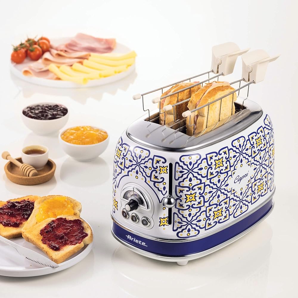 Ariete 155 Grille-pain Capri, 810 W, 2 tranches, 6 niveaux de grillage, plateau ramasse-miettes, fonction défrost, éjection automatique : Cuisine et Maison