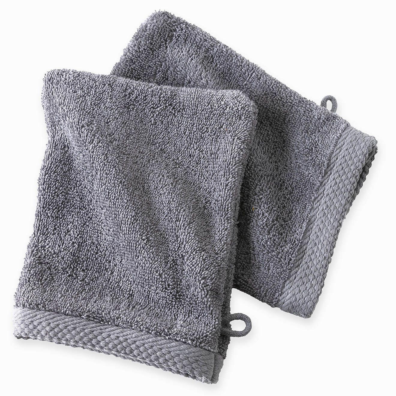 Soft by Perle de Coton 2 Gants de toilette gris perle - 16x21 cm