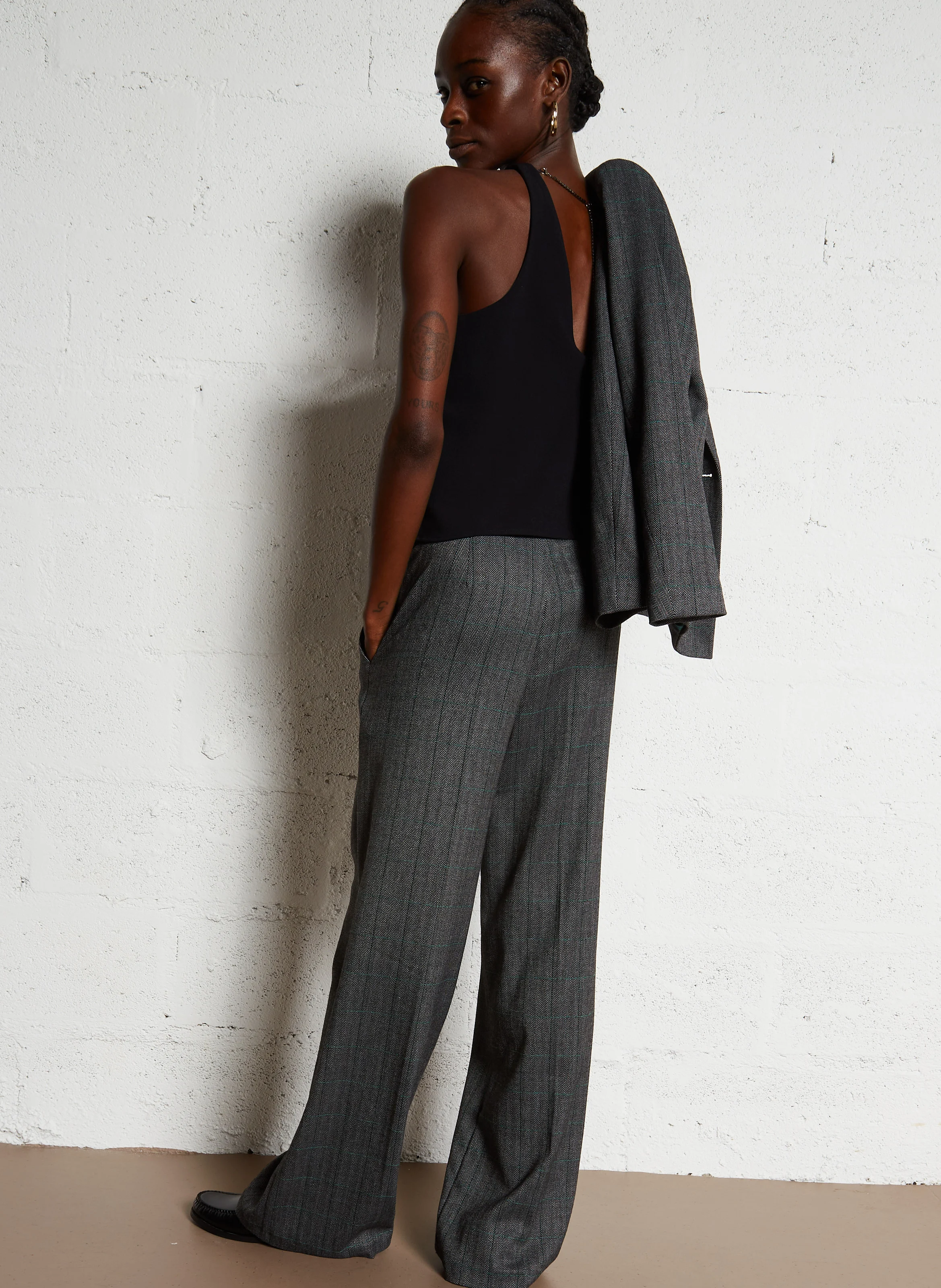 Top col rond bijou | Noir