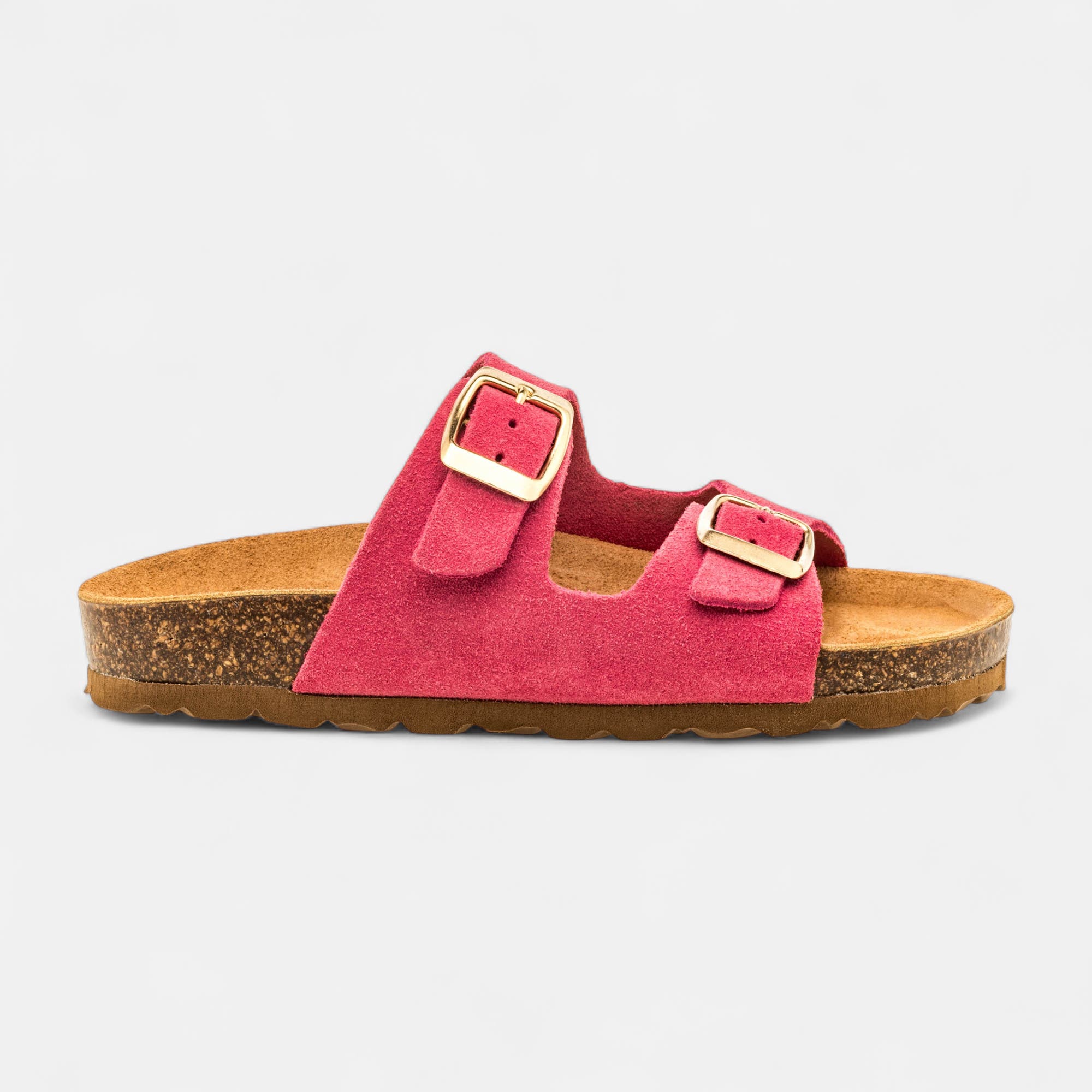 Mules semelle liège Fille en cuir rose