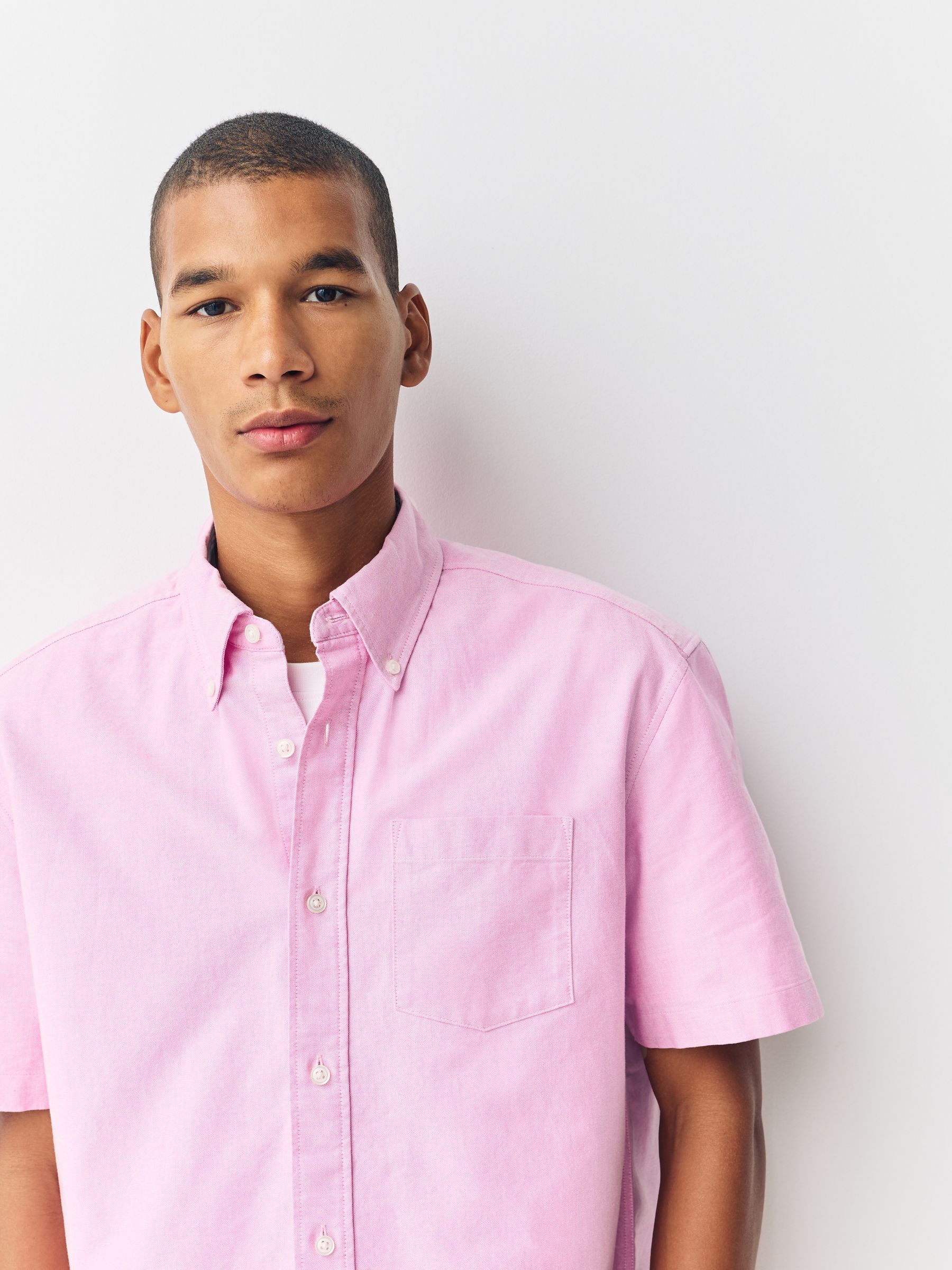 Roze - Oxford-overhemd met korte mouwen