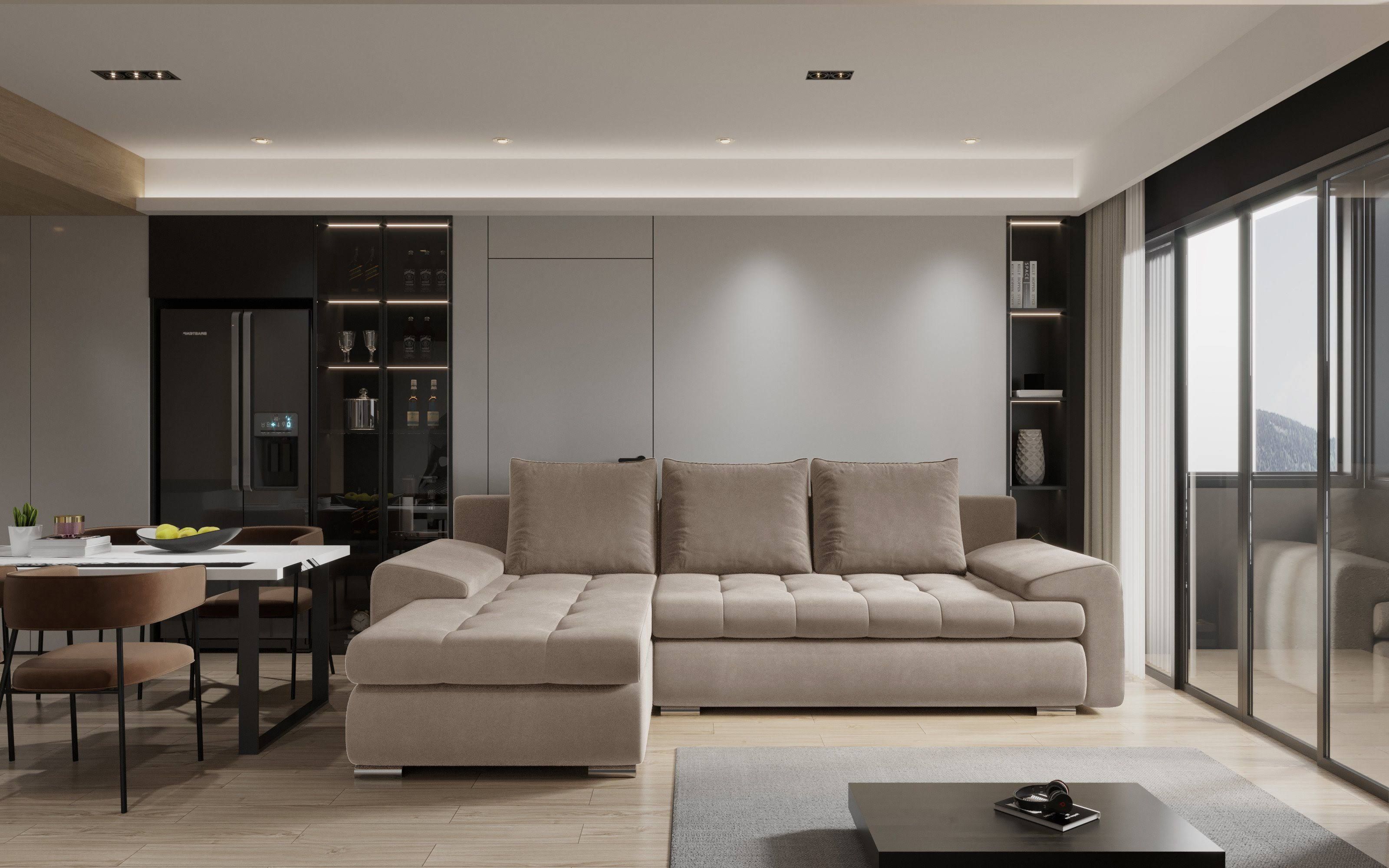 Kaiser Möbel Elegantes und modernes Ecksofa TOMI Castel