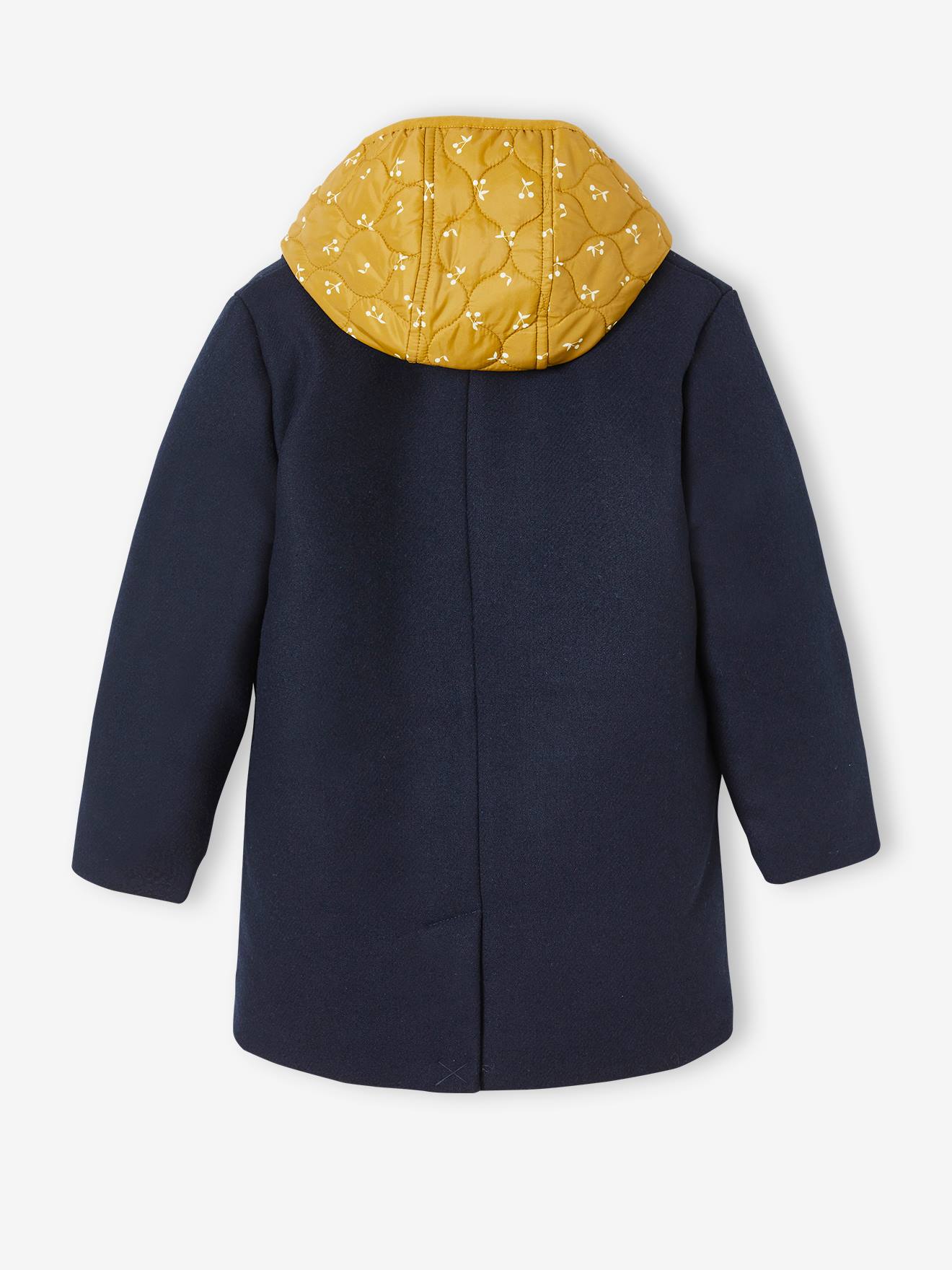 Casaco 3 em 1, azul escuro liso com estampas, para meninas