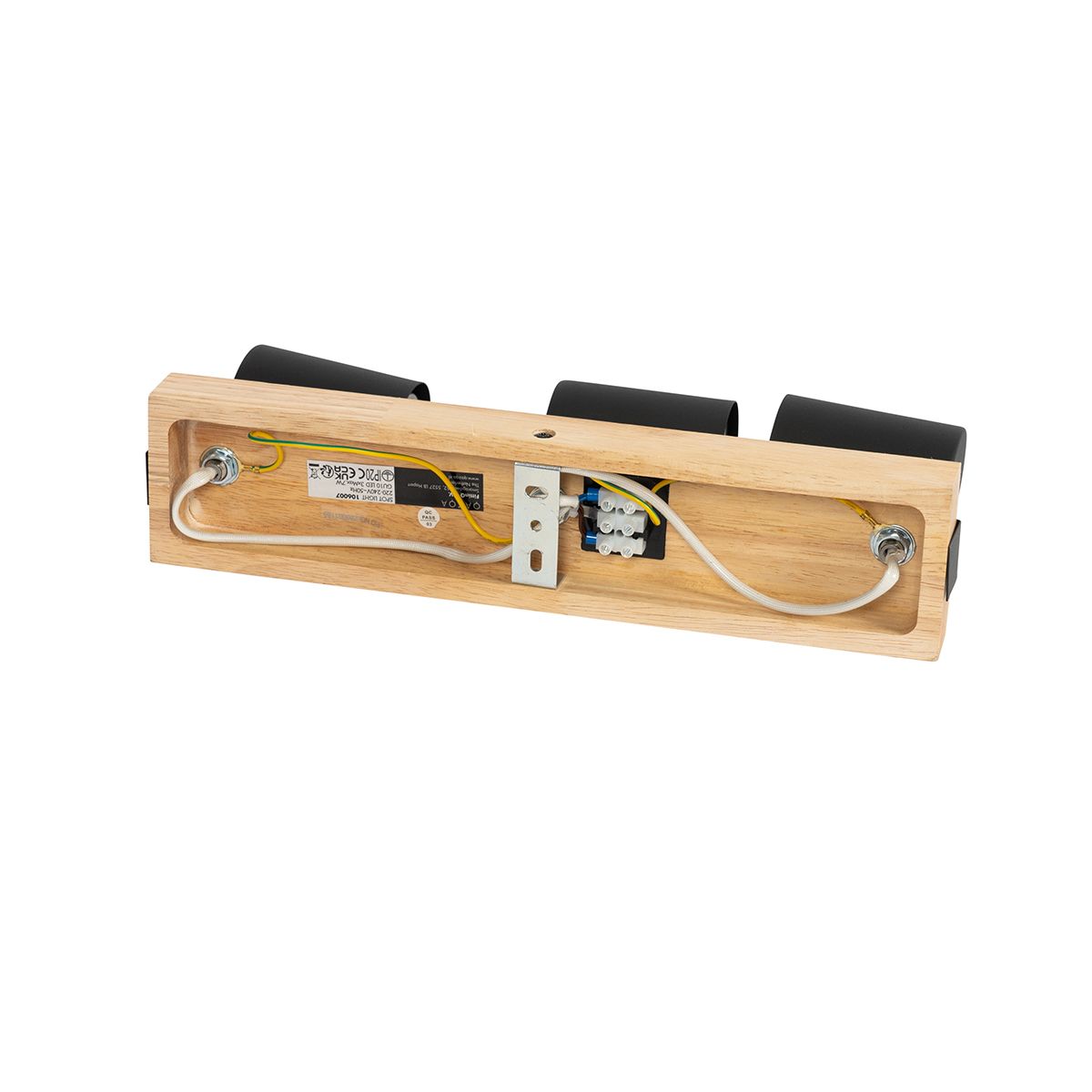 Smart plafondspot zwart met hout 3-lichts draai- en kantelbaar incl. Wifi GU10 50mm - Jeana