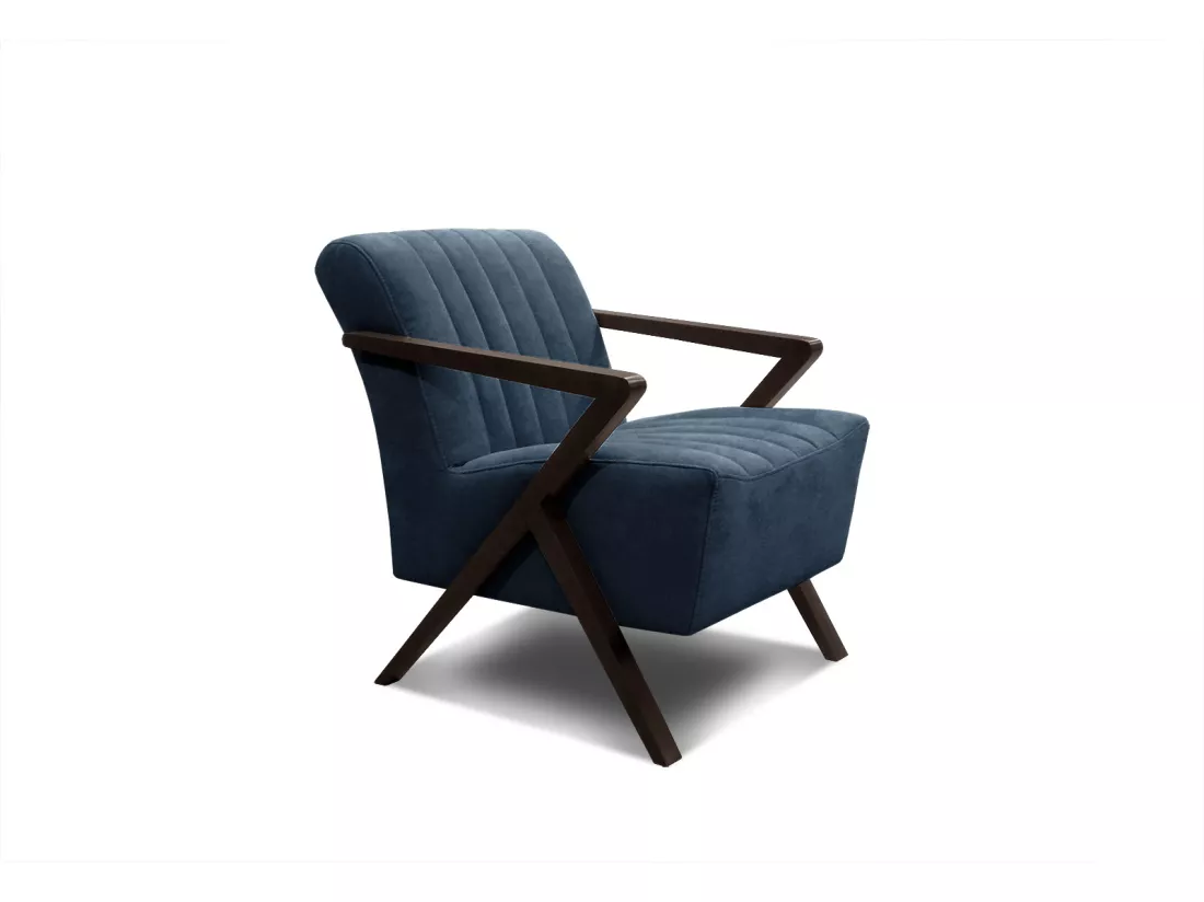 Fauteuil fixe Lebron, tissu bleu marine