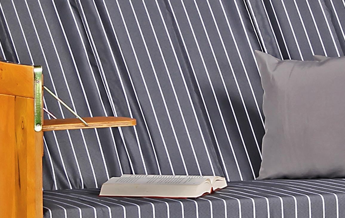 Baltische strandstoel, driezits, PE, zwart, Royal antraciet design