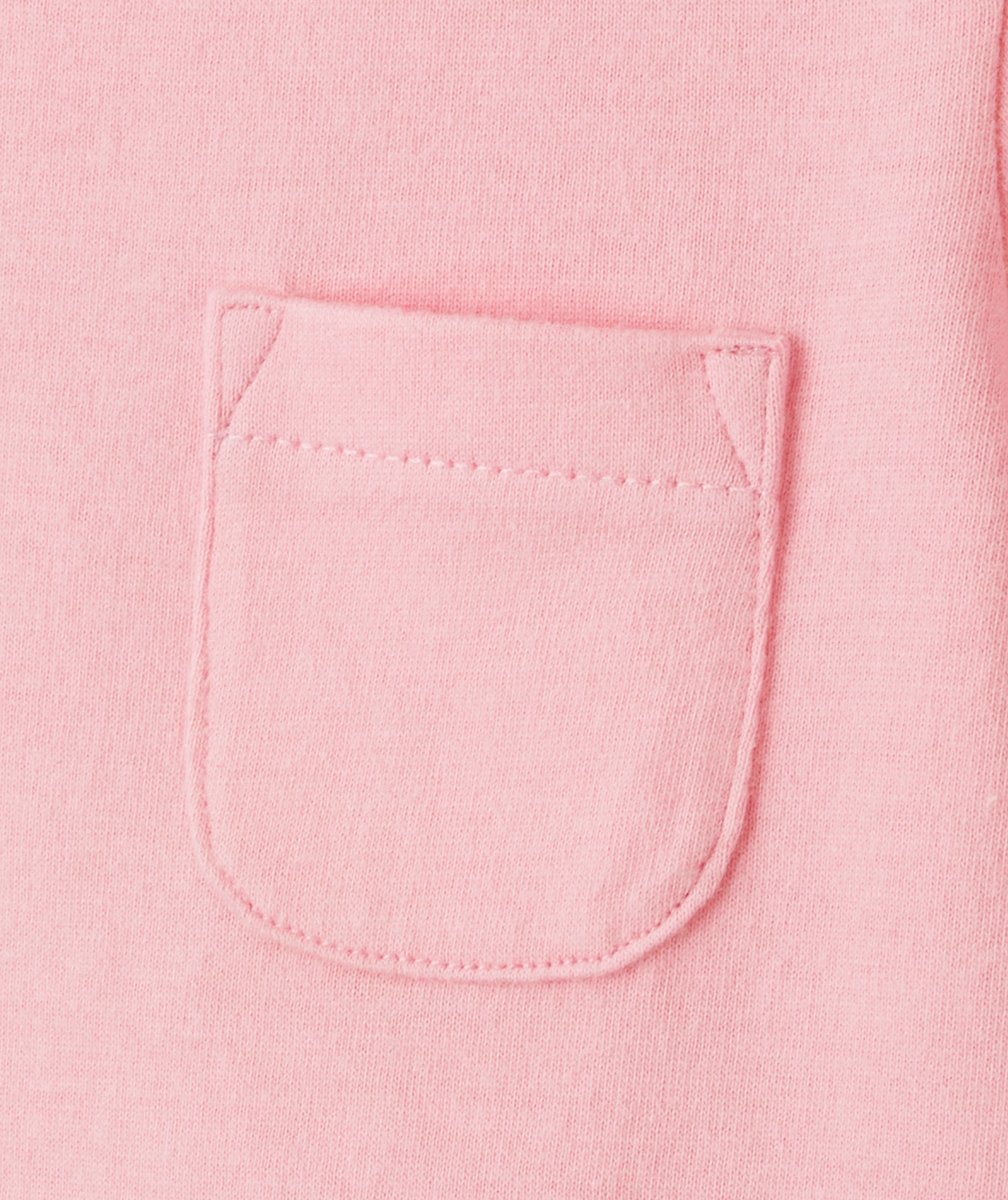 t-shirt manches courtes bébé en coton biologique rose avec poche