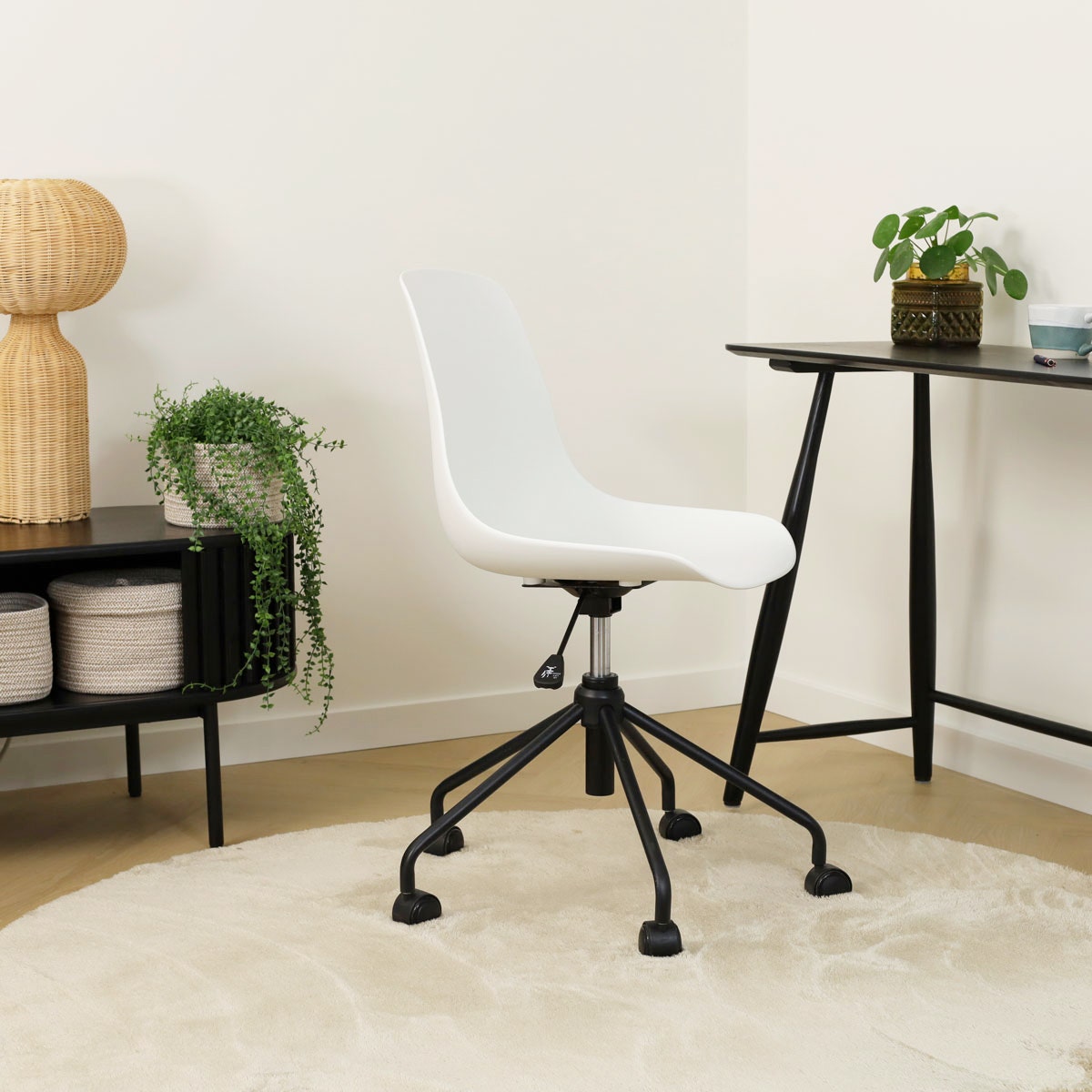 Nolon Nout-Pip Bureaustoelen Set van 2 - Wit - Zwart Onderstel