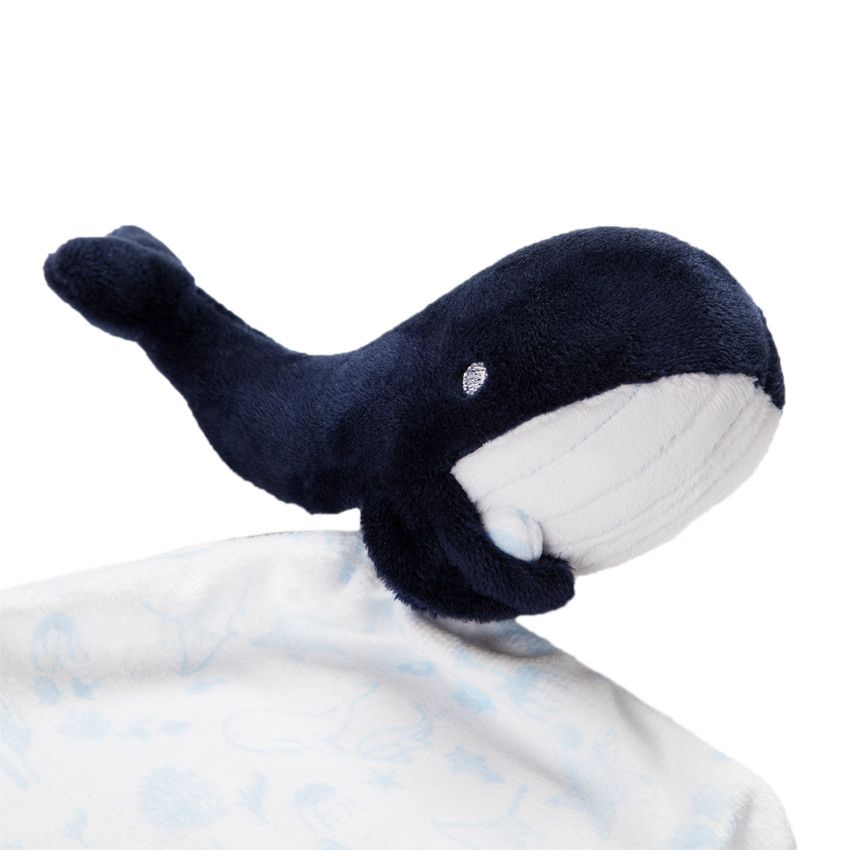 Doudou mouchoir baleine - Bleu marine