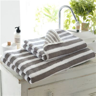 Linge de toilette double rayure - BECQUET CRÉATION - 500 g/m²