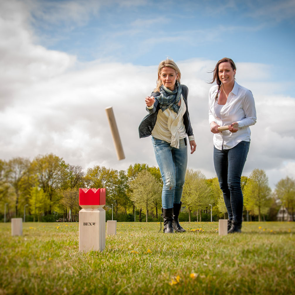 Kubb Original Rubberhout met Rode Koning