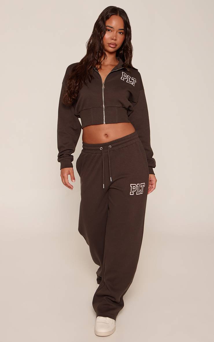 Chocolat Veste Courte Zippée À Col Cheminée Plt