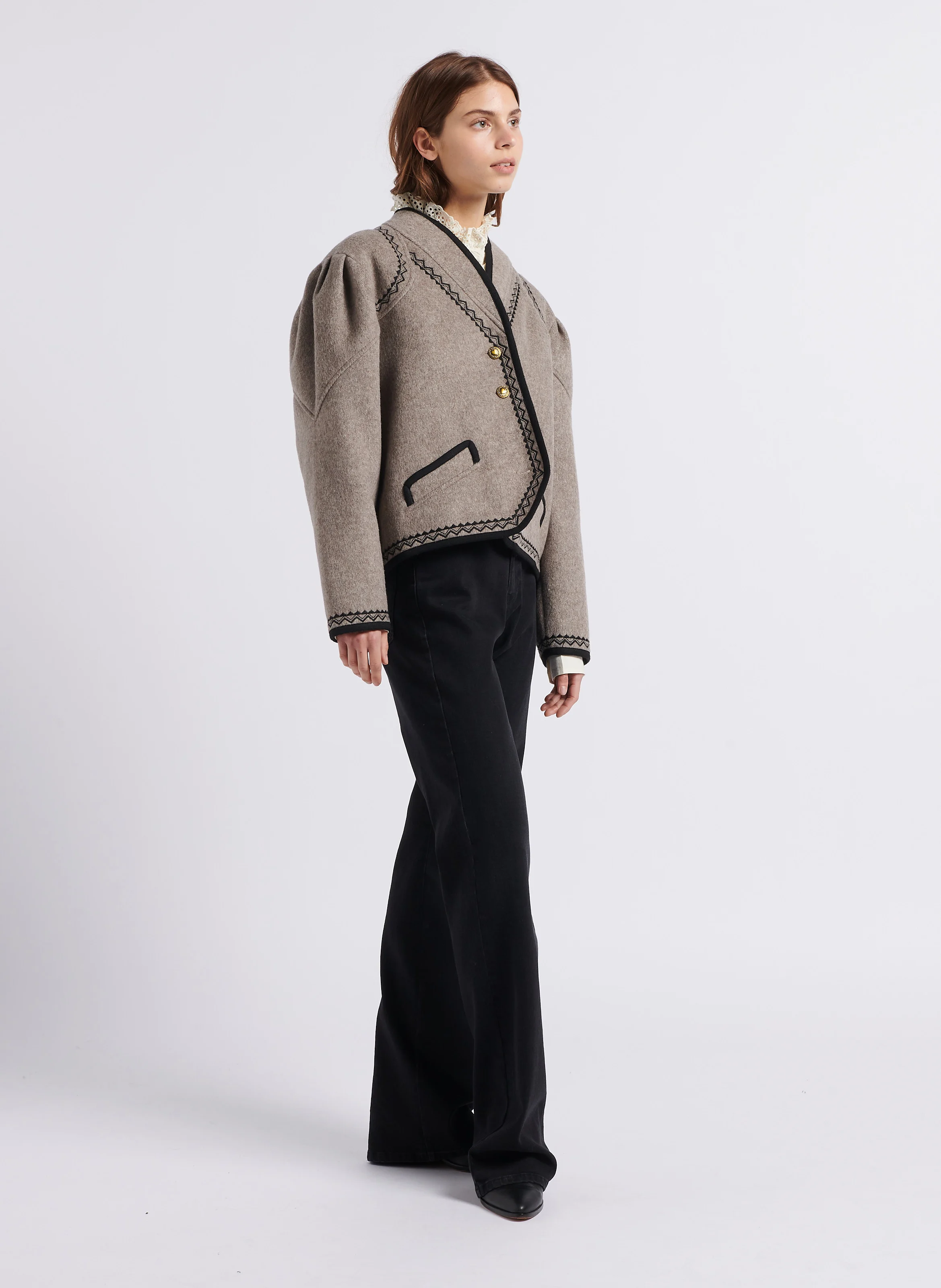 WILLIAM - Veste col châle en laine mélangée | Gris