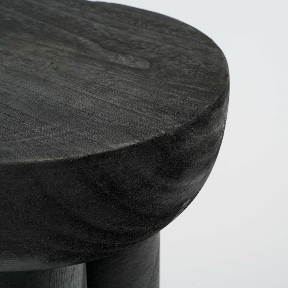 Mica decorations - table d'appoint en bois de paulownia noir h30