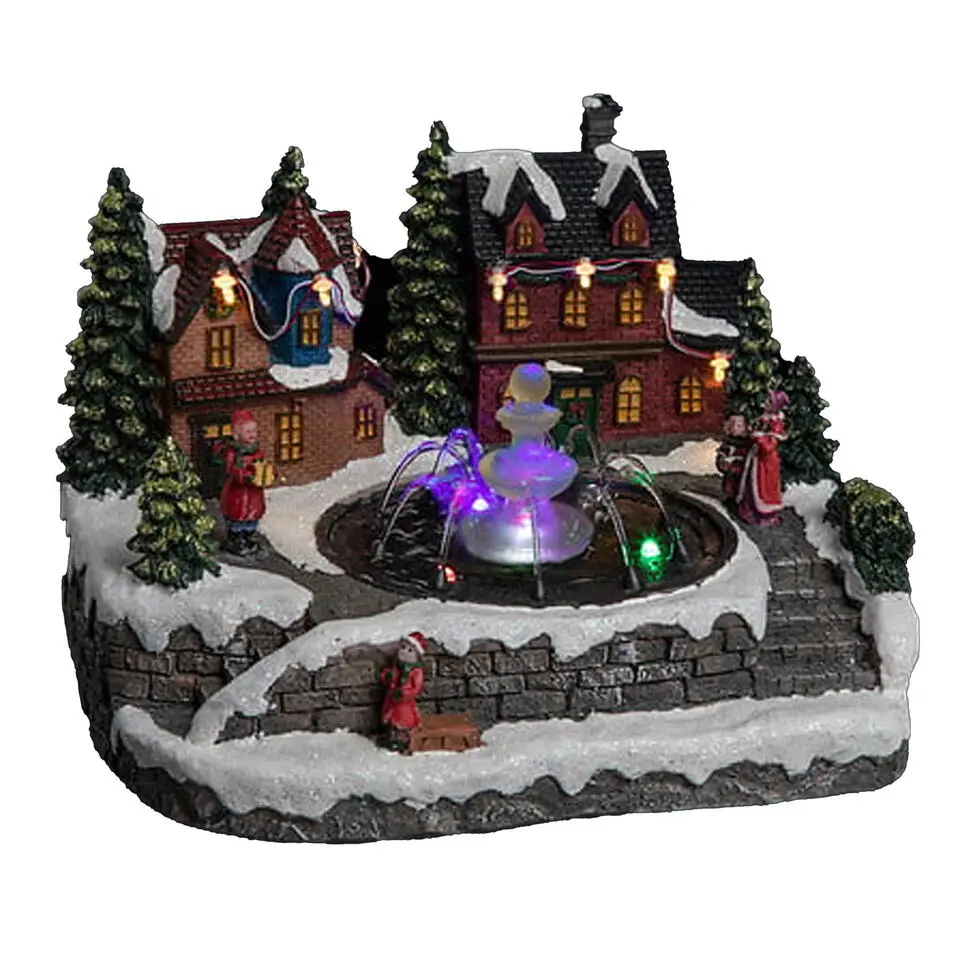 Feeric Lights & Christmas Kerstdorp tafereel - huisjes - fontein