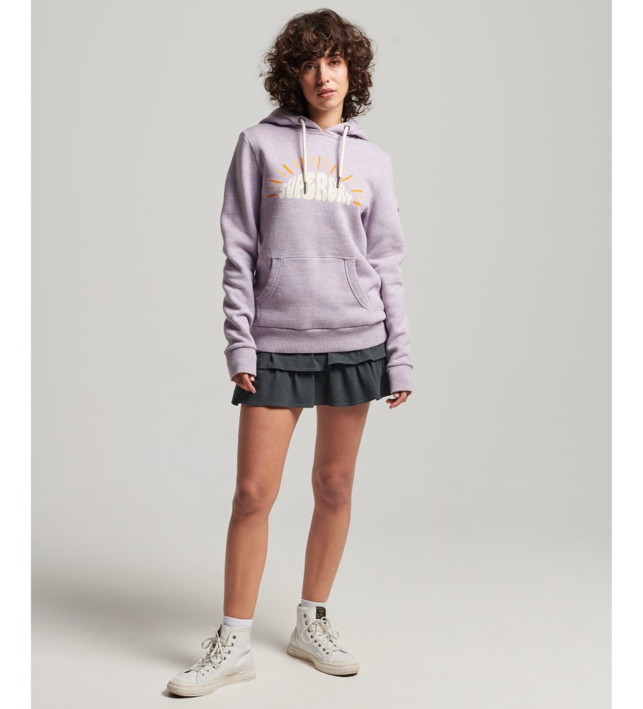 Moletom com capuz Superdry Vintage Logo Nostalgia na cor lilás
