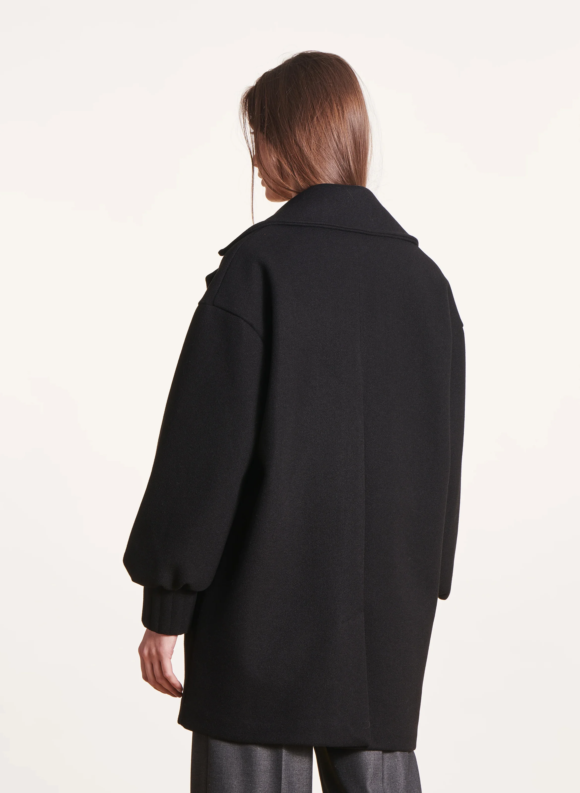Manteau col tailleur| Noir